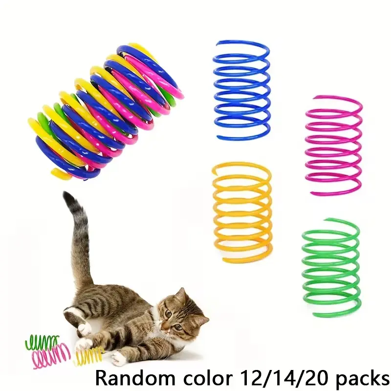 Interactive Cat Toy Set, Durable Plastic Spring Toys for Cats, Colorful Fun Playthings for Indoor Pets, Valentine Gift Idea