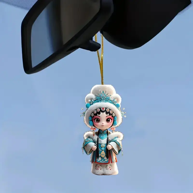 Best-selling cross-border flat car accessories, traditional Chinese opera flower girl keychains, flower girl car interior decorations