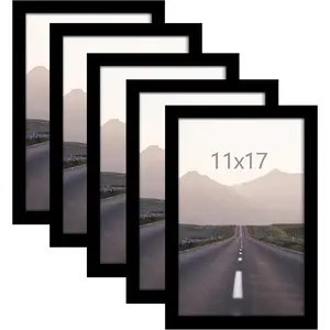 Picture Frame Set of 5, Black Poster Frame for Horizontal or Vertical Wall Mounting