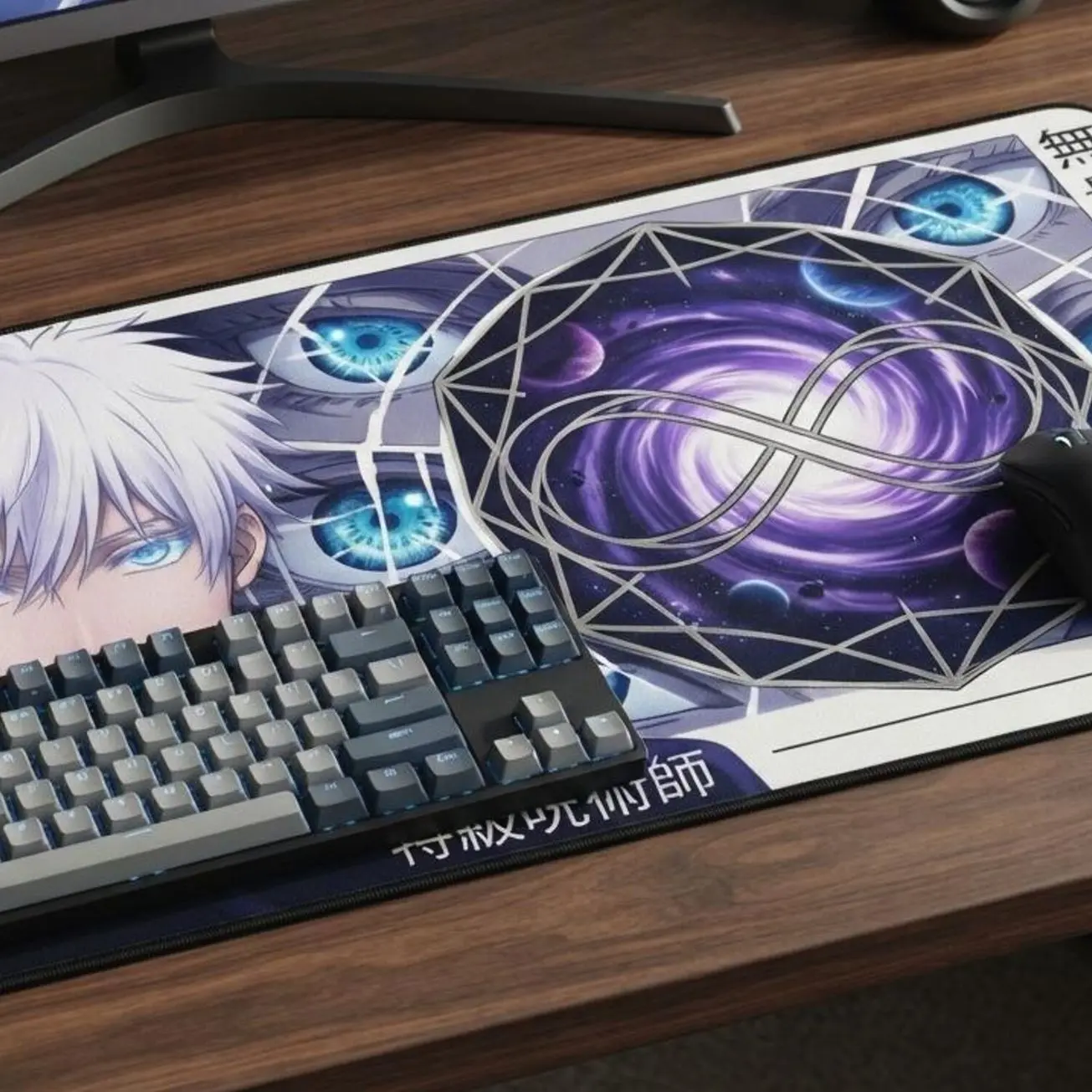 Satoru Gojo Anime Infinity Eye Desk Mat | Gaming Keyboard Mouse Pad
