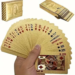 Golden Waterproof Plastic Playing Cards Deck, Flexible, High-Quality, Ideal for Parties and Games, Perfect Christmas and New Year Gift for Teens