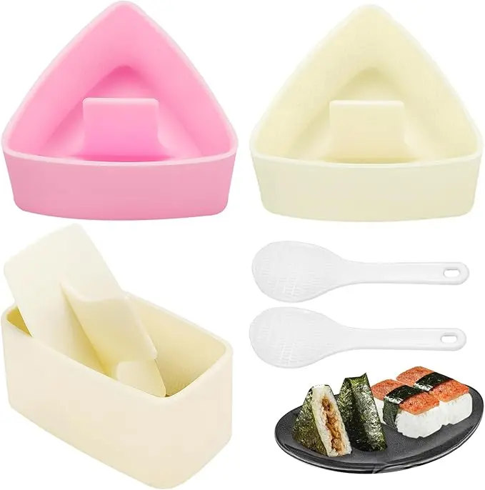 Sushi Mold Set, 3pcs Rice Ball Mold, Musubi Maker Press Mold, Large Triangle Rice Mold, Japanese Sushi Making Kit for Lunch Bento, Kitchen Utensil