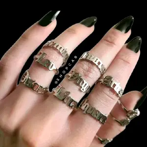 Silver Zodiac Sign Script Rings - Stainless Steel