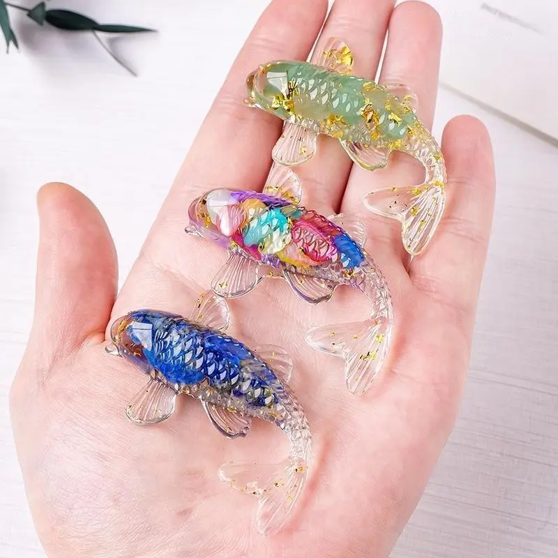 3-Piece Natural Crystal Koi Decor Set, Attracts Wealth, Ideal for Aquariums, Fish Tanks, Ponds, Car Ornament, Handcrafted Craftsmanship, Crystal Ornaments, Crystal Decorative Ornaments