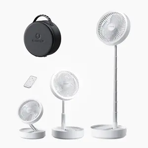 Gaiatop Portable Pedestal Fan 16000mAh Battery [Max 74h Runtime], Foldable Oscillating Standing Fan, Collapsible Desk Fans, LED Light, Case & Remote Control, 4 Speeds for Outdoor Travel Camping Office