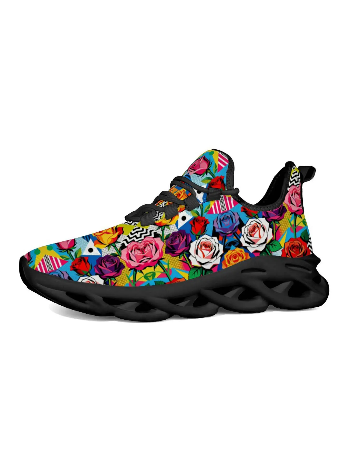 Fashion Floral Casual Sneakers Trainer Sports Shoes Exclusive Recommendation, Unique Print Fashion, Artistic Graffiti Style, Classic Rubber Sole, Comfortable Breathable Walking Shoes