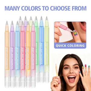 12-Color Nail Painting Pen Set Line Graffiti Pen Hand Painting Gradient French Light Therapy Pull Line Painting Pencil Acrylic Marker Quick-Dry Waterproof Non-Fading Dot Pencil