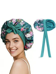 Double Layer Satin Sleep Cap with Print Design, Hair Protection Headscarf Bath Hat, Comfortable and Stylish Nightcap for Women, Sleeping Cap, Hair Care Cap