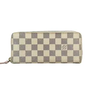 Pre-owned Louis Vuitton Leather Small Leather Goods Damier Azur Zip Wallet Classic Checkered Design with Zip Closure for Secure Storage Small Goods