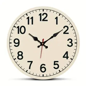 10 Inch A Wooden Round Wall Clock with a Minimalist Design, Featuring a Black and White Color Scheme. It Offers Clear Time Readability and Operates Silently Without Any Ticking Sound. Ideal for Home Decoration During Holidays and as a Gift