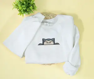 Cute Snorlax Embroidered Unisex Sweatshirt Anime Fan Gift SW0025 Cotton Menswear