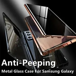 Anti Peeping Privacy Magnetic Case For Samsung Galaxy S25 S24 S23 S22 S21 Plus S23 S24 Ultra Note 20 Case 360 Metal Frame Cover Shockproof Protector