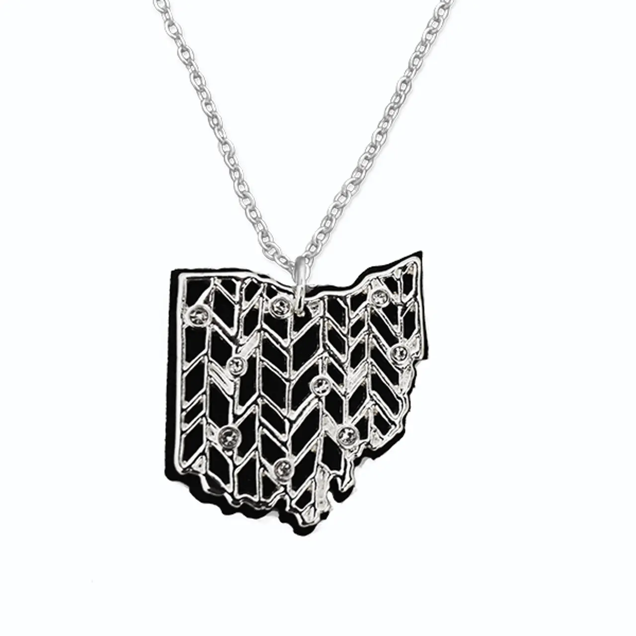 State Lines Collection- Ohio Gold Crystal and Suede State Necklace