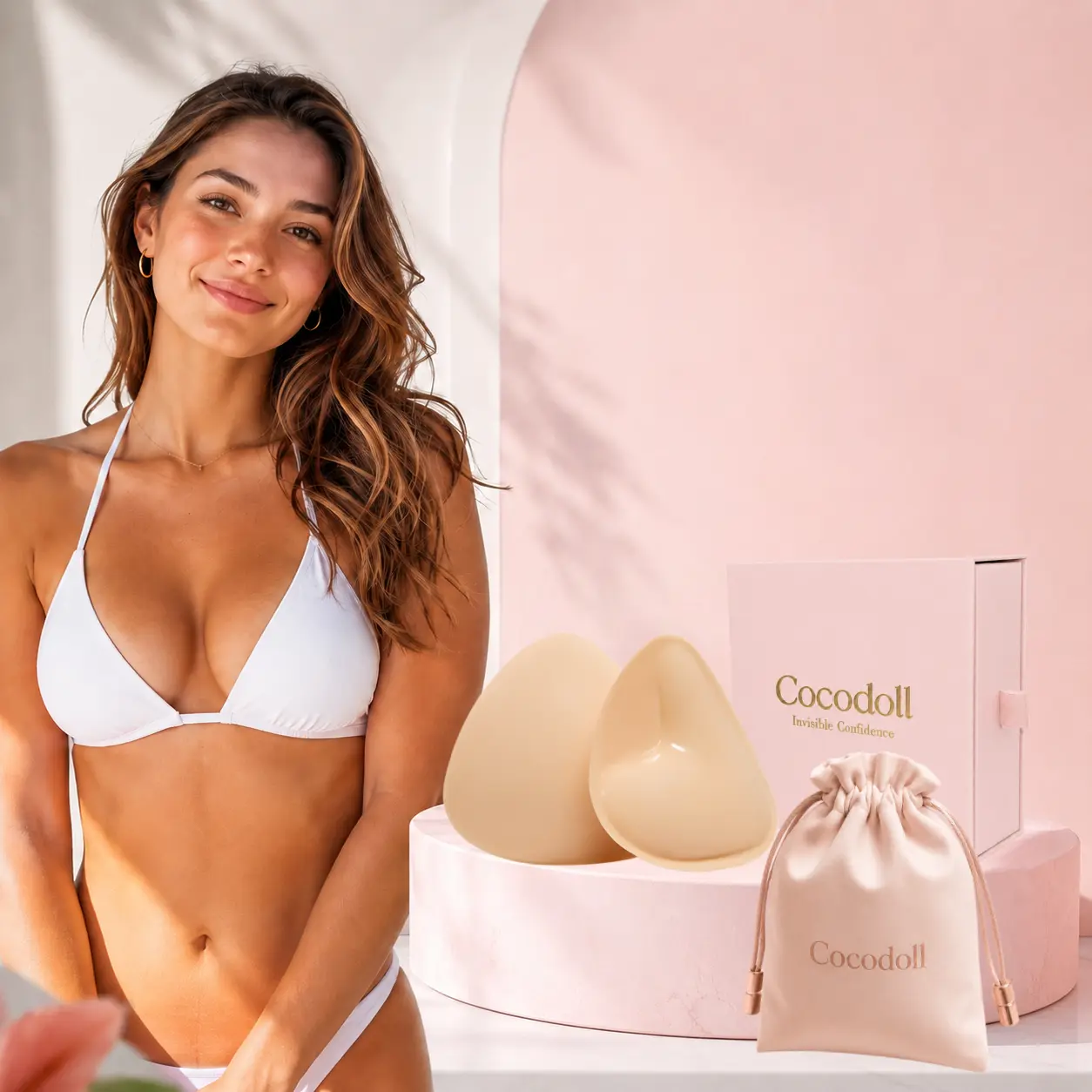 Cocodoll Ultra Boost Push Up Sticky Inserts for Women, Double-Sided Adhesive Bra Pads, Invisible Lift, No Sewing Required for Swimsuits, Bikinis, Sports Bras, Strapless & Low-Cut Clothing