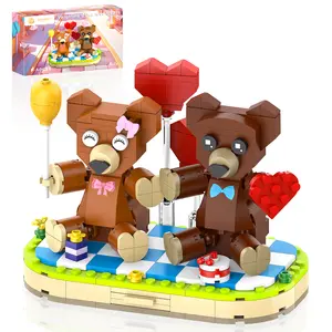 BUILDIFY Valentine’s Brown Bear Building Toy Sets for Adult Art Love Collectible Home Wedding Decor Cute Bears with Heart Valentines Gift for Her Christmas for Kids 8+ 289pcs