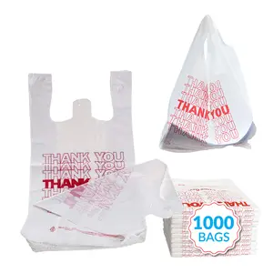 Thank You Plastic Bags - 11.5in x 6.5in x 22in - 1000 Pack - Durable Shopping Bags, Convenient for Retail & Grocery Use
