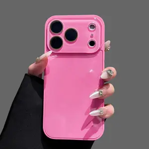 JIACC Fresh Candy Color Phone Case Skin-Feel Crystal Clear Case for iPhone 17/16/15/14/13 Air/Pro/Pro Max/Plus, Soft TPU Bumper, Hard PC Back, Full Lens Coverage, Cute Minimalist Pink & Blue, Gifts for her/he Colorful Protective Shockproof