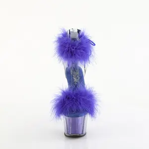 7 Inch Heel ADORE-724F Clear Royal Blue Fur Stiletto Heels Footwear