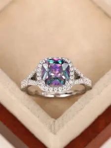 1 PC Fashion Cubic Zirconia Emerald Cut Solitaire Ring For Women For Wedding Engagement Party Jewelry Valentine's Day Gift Elegant Engagement Ring