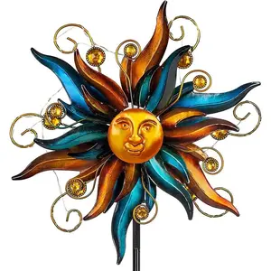 Garden Solar Wind Spinner, Sun Outdoor Metal Wind Sculpture Yard Art Decor for Patio, Lawn & Garden