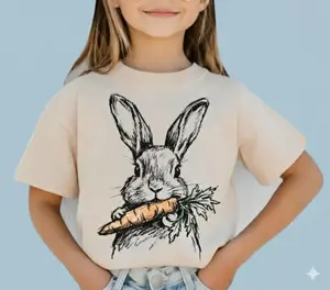 Adult & Youth Happy Easter Shirt, Natural Bunny Tee Shirt for youth, Happy Easter Day Tee, Coquette Easter Gift for Daughter, Preppy Trendy Easters Gift