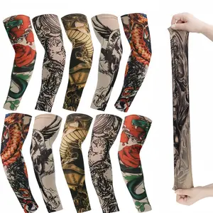 10 Pcs Tattoo Sleeves Fake Arm Sleeves Cover Realistic Soft Elasticity UV Protection for Men Women Working
