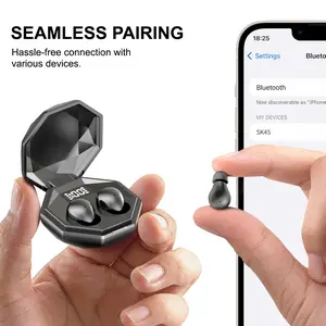 SK45 Small Design Mini Sleep Earbuds,Built in Mics Headset,Clear Calls Earphones for Sports Workout,LED Power Display,Anc Noise Cancellation,Comfort Fit for Sleeping