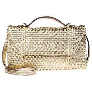 Christian Siriano Woven Leather Crossbody Clutch Handbag