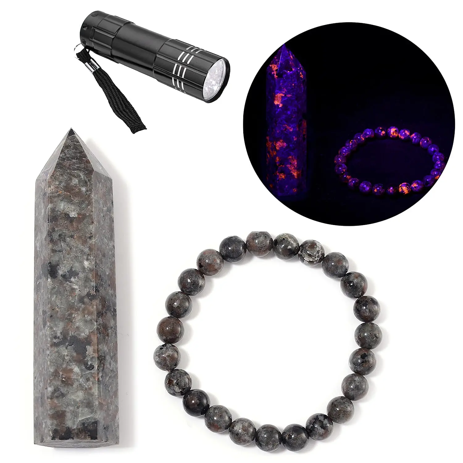 Yooperlite Point (3.5-3.9 Inches) and Beaded 8mm Stretch Bracelet 535.00 ctw