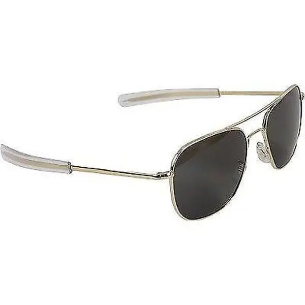 Classic Aviator Sunglasses with Gold Steel Alloy Frames and Grey Glass Lenses, US Air Force Pilot Style, 100% UV Protection, Made in USA, Aviator Frames