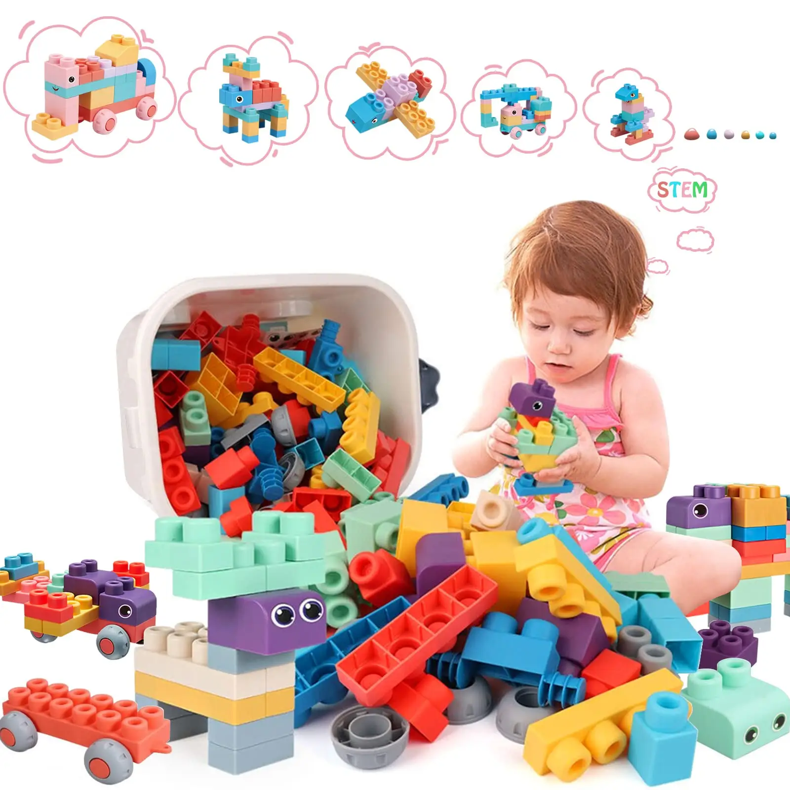 Stem Soft Building Block Set for Toddlers & Preschoolers, Mega Construction Toy for Ages 18 Months to 6 Years Old, Improves Creativity, Stem Building