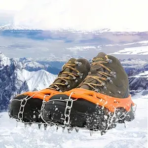 Crampons, Outdoor Non-slip Shoe Cover, 1 Pair Stainless Steel Ice & Snow Foot Cover, Mountaineering & Ice-climbing Non-slip Shoe Nail Chain, Track Shoes Spikes Covers