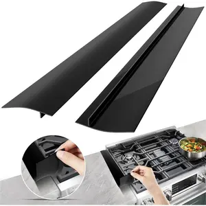 Silicone Gap Covers 2 Pack, 2024 New Heat Resistant Kitchen Stove Counter Gap Guard, Gap Filler Seals Spills Between Oven Kitchen Cabinet and Stove Countertop Easy Clean, 21 Inches Black