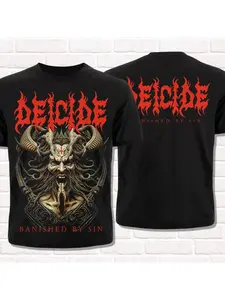 Deicide T-shirt Exiled By Sin, Florida Death Metal, Cruel Style T-shirt, Summer Round Neck Loose and Comfortable Top, Men's and Women's Street Casual Sports Short Sleeved T-shirt