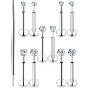 20G 18G 16G Nose Rings Studs 316L Surgical Steel Flat Back Threadless Push in Nose Studs Screw L-Shaped Nose Rings Tragus Cartilage Helix Earrings Piercing Jewelry for Women Men