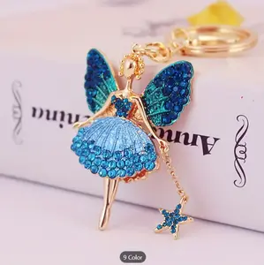 Cute Butterfly Ballerina Keychain with Rhinestone Wings Pastel & Bright Colors Lobster Clasp Birthday Graduation Gift for Women Men Girlfriend Boyfriend Anime Jewelry Lover Present Solid Color