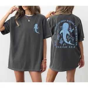Whale Shark Christian Ocean Graphic T-Shirt, Jesus Beachy Summer Outfit, Cotton Oversized Comfort Cute Fashion Top, Perfect Gift for Coconut Girl, Nature Lovers, Her & Friends