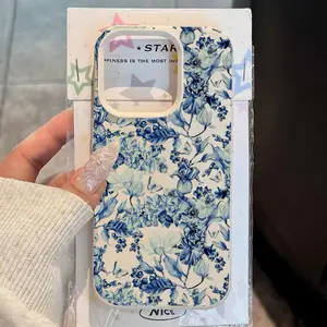 Elegant Flexible TPU Blue and White Porcelain Flower Protective Smartphone Casing - Tech Accessory with Protection, Handheld Accessory - Compatible with iPhone 17,16,15,14,13,12,11,X,XS,XS Max - Ideal Holiday Gift