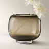 Z Gallerie Mateo Hand-blown Art Glass Flower Vase - Glossy Pedestal, Curved Walls, Round Smoke Design, Modern Vintage Home Decor Vase for Loose Stems, Floral Arrangement Centerpiece, Room Decorations