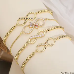 Women's 18 Karat Gold-Plated Copper Geometric Zircon Bracelet - Adjustable Drawstring Design, Vintage Minimalist Style, European American Inspired, Stackable Elegant Exquisite Jewelry Bracelet for Daily Wear Fashion Accessory, Stackable Bracelets, Elegant