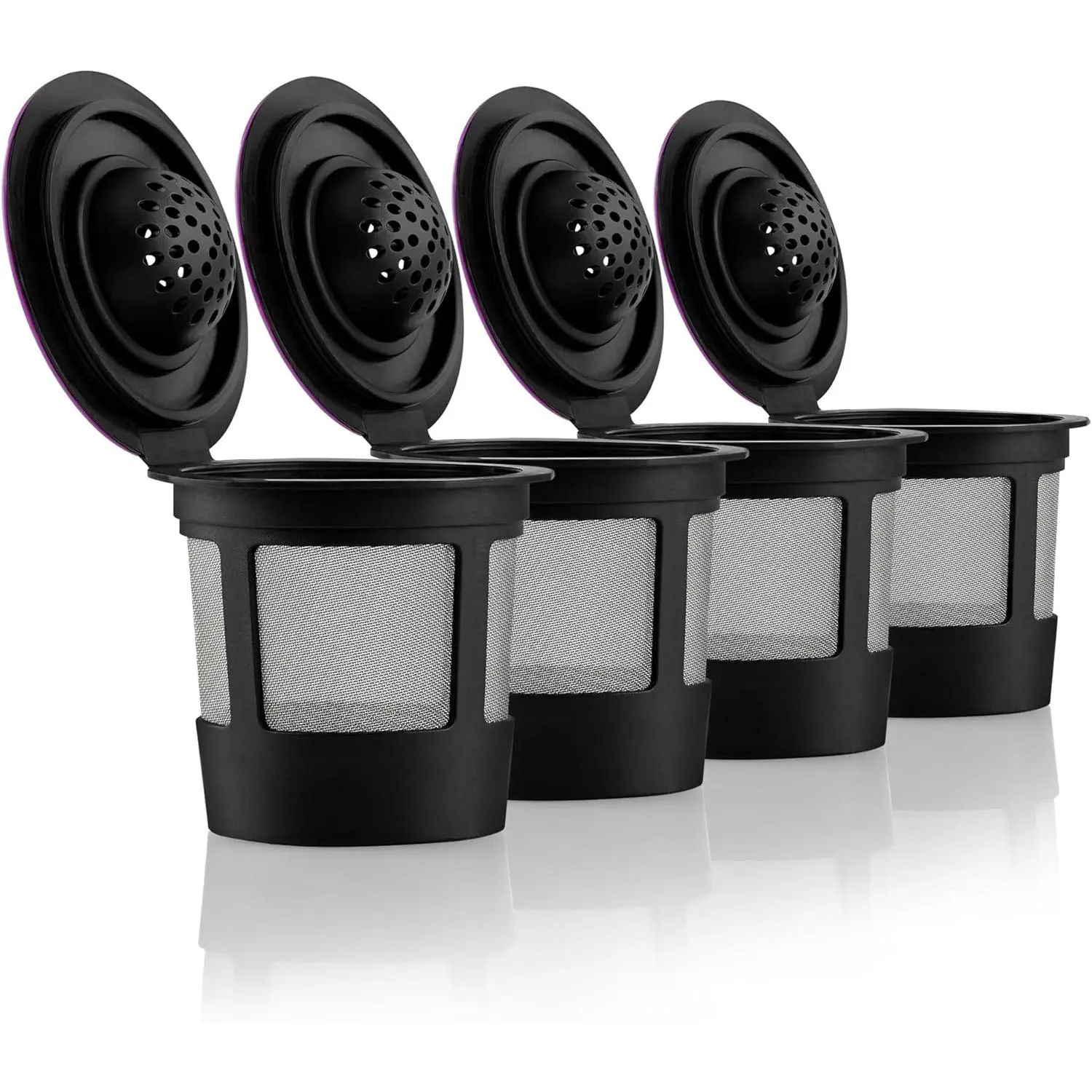 I Cafilas 6 Black Reusable K Cups for Keurig Coffee Makers - BPA Free Universal Fit Refillable Kcups Coffee Filters for 1.0 and 2.0 Keurig Brewers