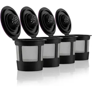 I Cafilas 6 Black Reusable K Cups for Keurig Coffee Makers - BPA Free Universal Fit Refillable Kcups Coffee Filters for 1.0 and 2.0 Keurig Brewers