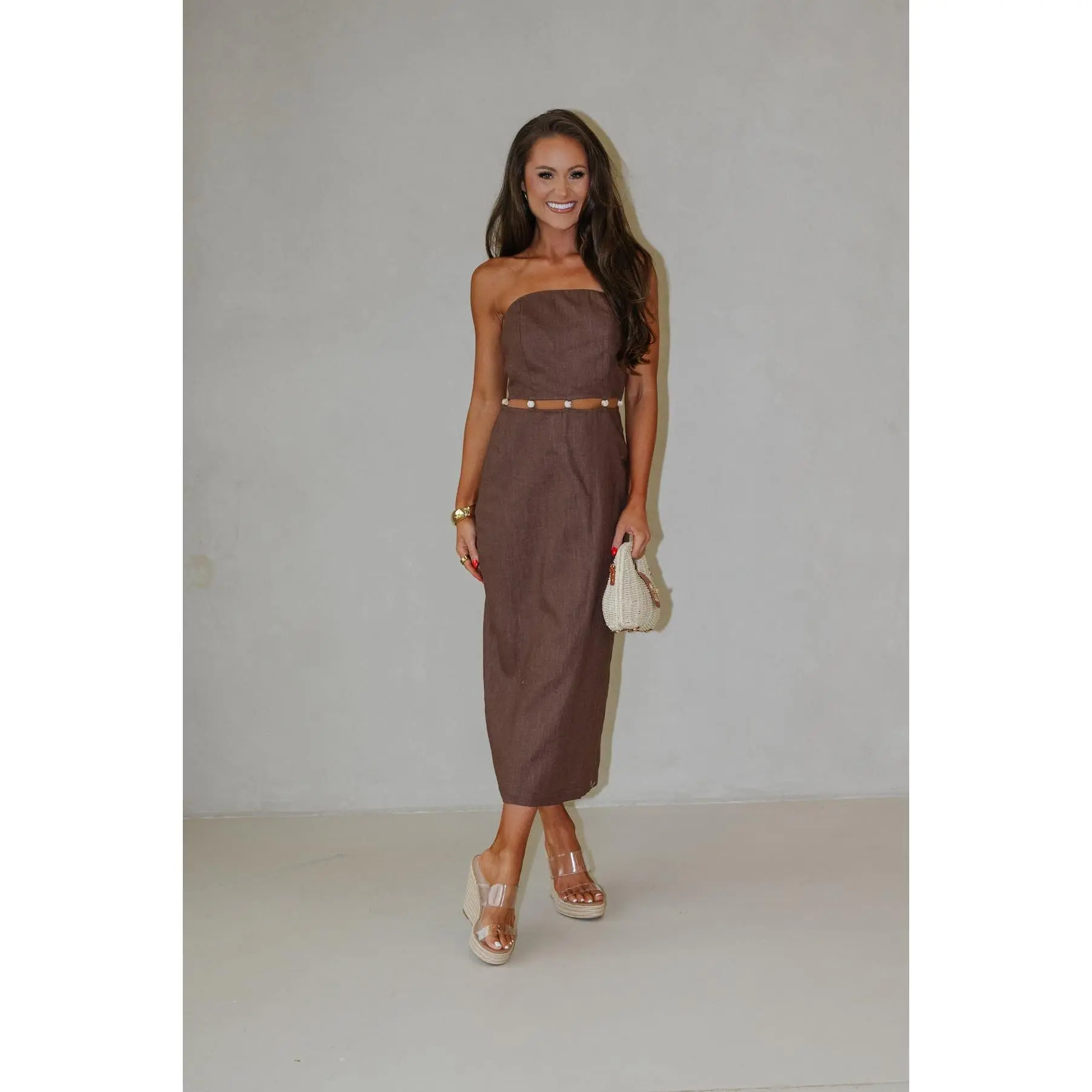 Carter Midi Dress-Brown