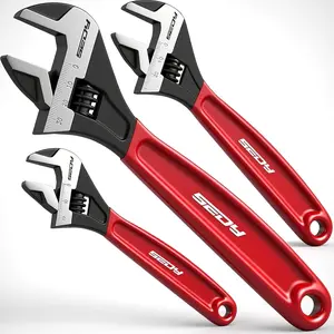 Adjustable Wrench Set – SEDY 3-Piece Wide Jaw Wrenches (6", 8", 10"), CR-V Steel with Metric & SAE Scale for Plumbing & Repair