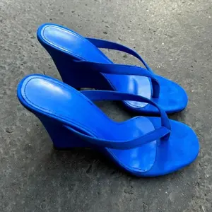 Blue flip-flops wedge heel black high heels large size women's shoes red sandals fashion women's shoes