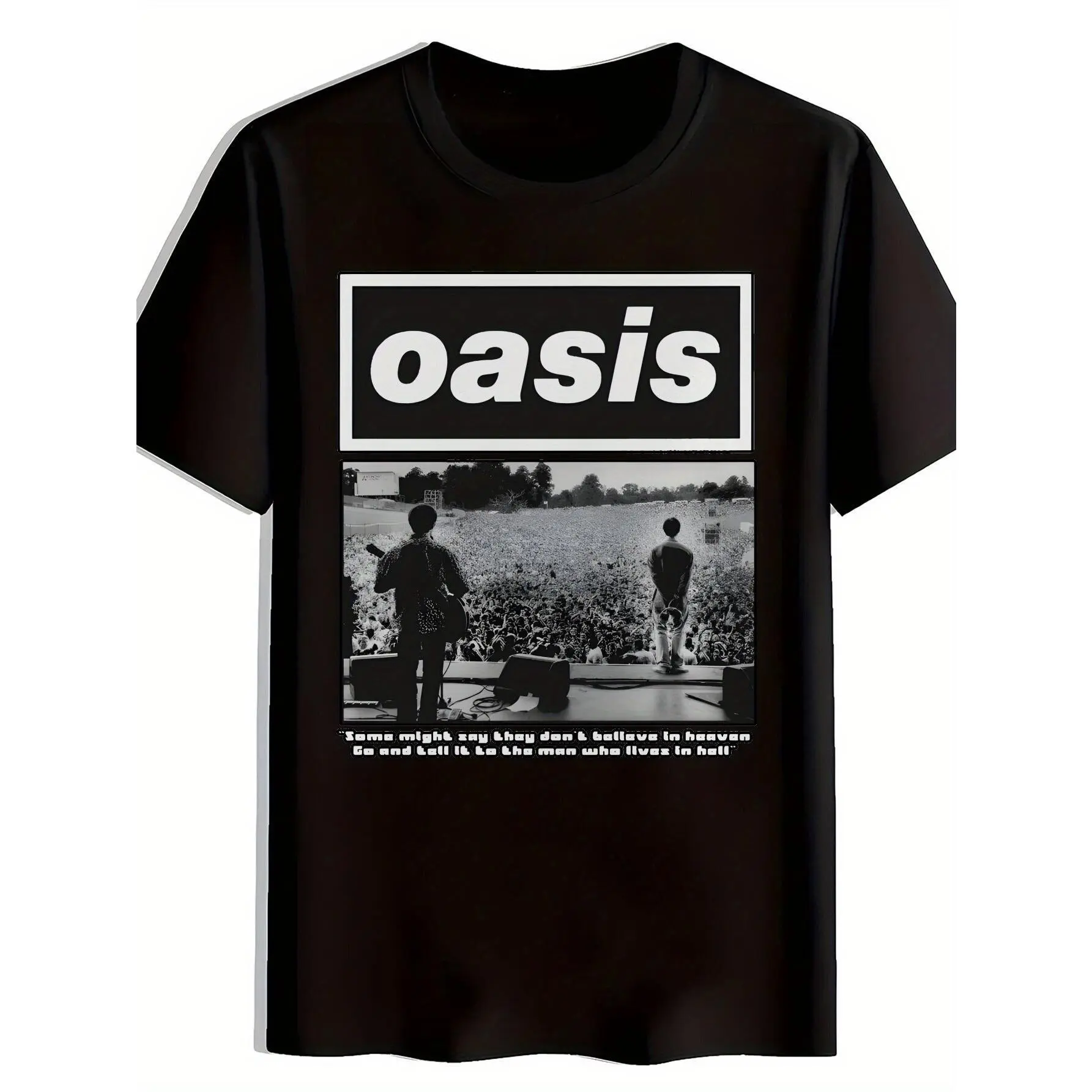 [Oasis Band Tee] Rock Music Oasis Band T-Shirt, Men's Black Graphic Tee |     Casual Unisex Adult Apparel, Summer Round Neck Cotton |     Machine Washable, Band T Shirts