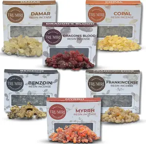 Resin Incense - Natural Tree Gum Sap - 6x30g Variety Pack Including Frankincense and Myrrh Copal Benzoin Dragon's Blood Damar
