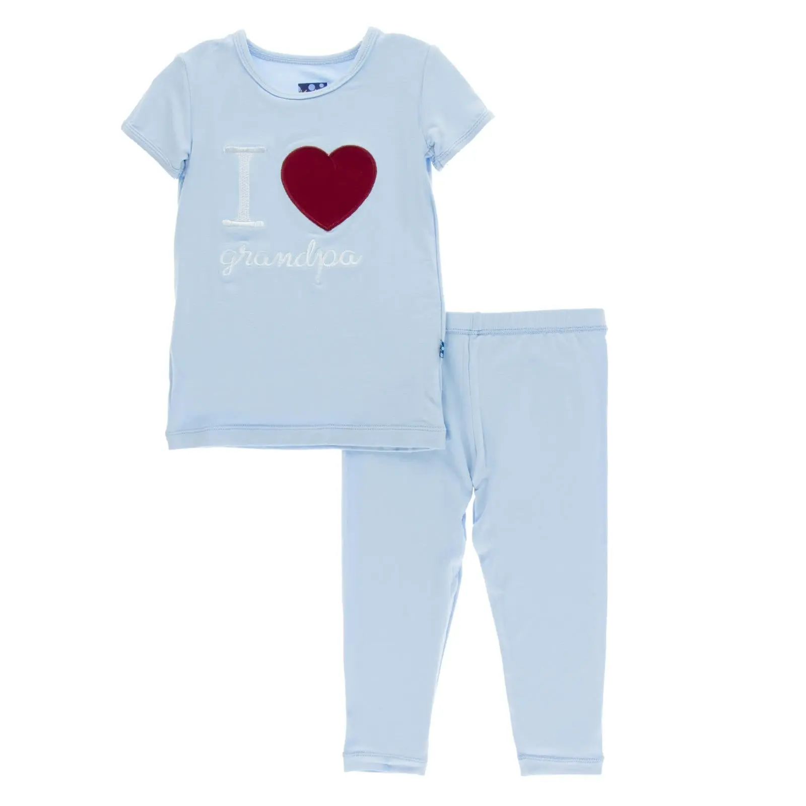 Short Sleeve Applique Pajama Set in Pond I Love Grandpa