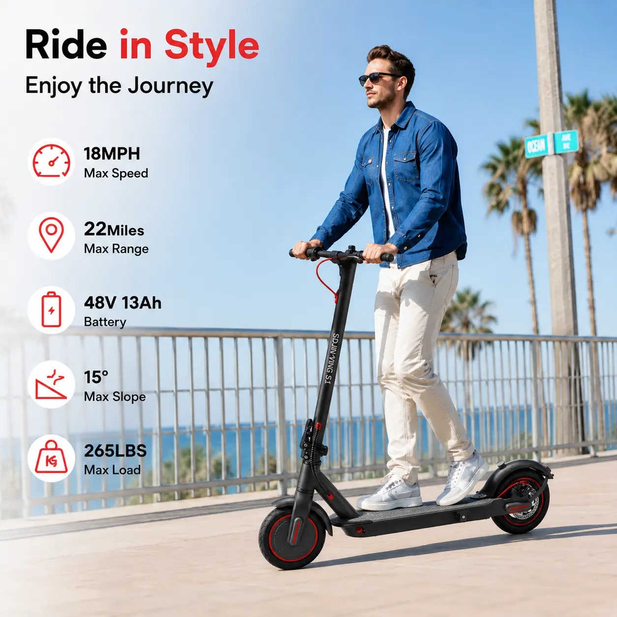 500W Foldable Electric Bike for Adults, 18MPH Commuter E-Bike with 48V 13Ah Battery, APP & Bluetooth Control, LED Display, 8.5” Tires, 265LBS Capacity