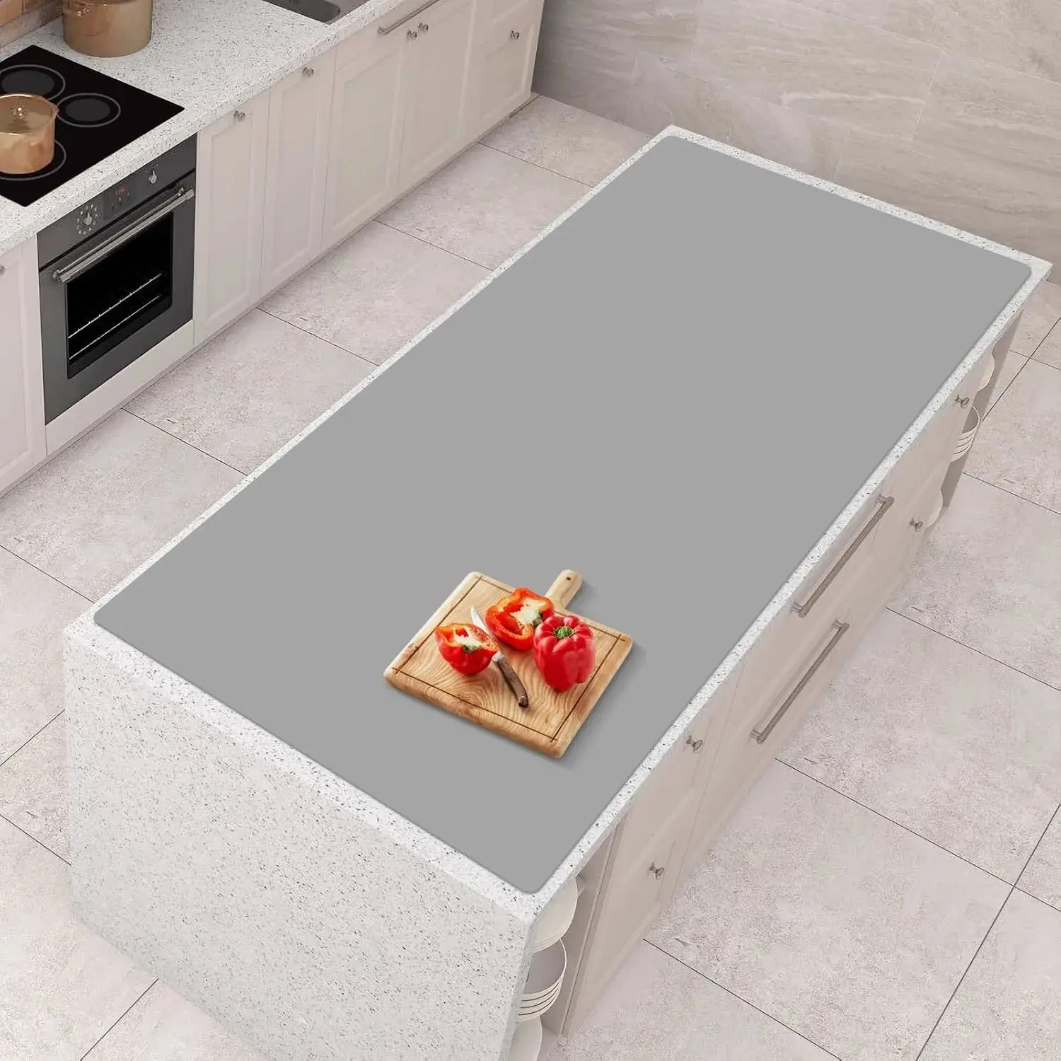 Silicone Mats for Kitchen Counter 47"x23.6"x0.08”, Largest Heat Resistant Mat Shipped Rolled Up Kitchen Island Silicone Countertop Protector Mat Nonslip Extra Large Counter Mat, Dark Gray